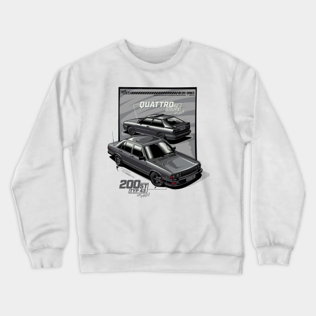 EDM - Classic Quattro & 200 - CarCorner Crewneck Sweatshirt by CarCorner - Automotive Artwork